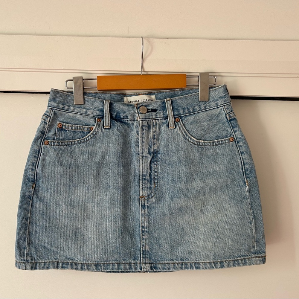 Denim Forum Blue A-line Mini Skirt Casual